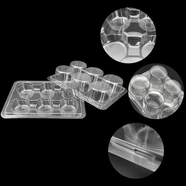 Customized 6 Hole Clear Hinged Cupcake Containers Rectangle With Lid