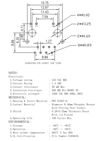 LPJE681-0BENL Vertical RJ45 Jack 8P8C Shielded w Green Yellow LED Thru Hole