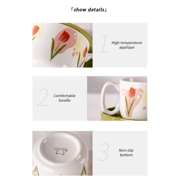 Customized Logo Flower Design Ceramic Tea Cup And Saucer Set For Restaurant For Afternoon Tea 200ml