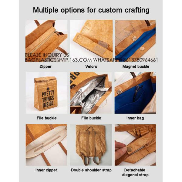 Wholesale Waterproof Portable Durable Custom Logo Thermal Kraft Picnic Cooler Insulated Paper Tyvek Lunch DuPont