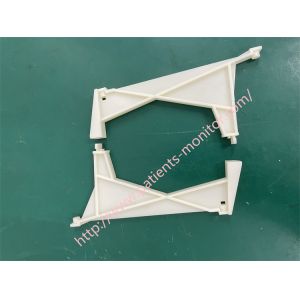 A pair of white plastic GE Mac1200ST electrocardiograph display poles