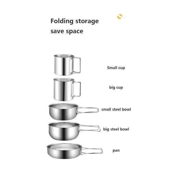 OEM Hiking Picnic Outdoor Cookware Set Stainless Steel Non Stick