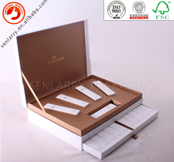 Innovative luxury recycled cosmetic packaging box with drawer and beautiful tray