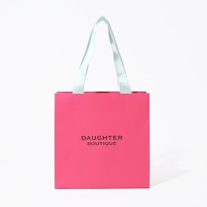 Custom Printed Pink Matte Laminated Shopping Euro Tote Paper Bag With Logos