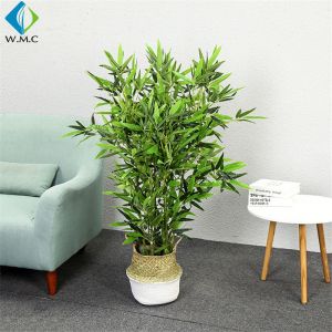 Indoor Artificial Bamboo Trees In Pots For Aisle Corridor Partition Decoration