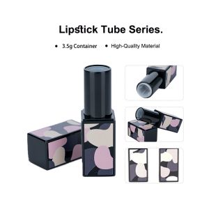 3.5g AL Black rectangular smooth bottle with Black cap for empty lipstick tube