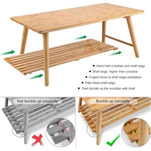 Multifunctional Solid Bamboo Furniture Simple and Modern Coffee Table for Small