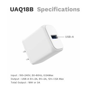 White 18W PD Power Adapter UAQ18B Quick Charging
