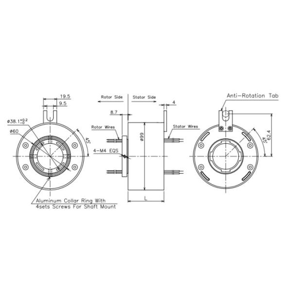 USB HDMI Slip Ring Integrated Big Through Bore