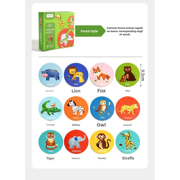 Children Puzzle Board Game Wooden Pair Animal Matching Puzzle Interactive Focus Logic Training Toy Educations Toys for Kids