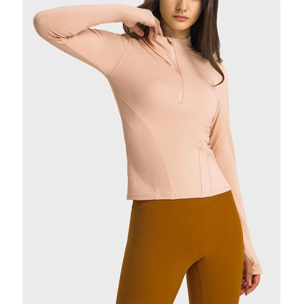 Half Zipper Womens Stretch Riding Base Layer With Thumb Hole Double Sided Nylon Tops