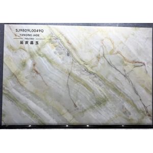 Light Green White Polished Glazed Tile 900x1800mm Indoor Floor