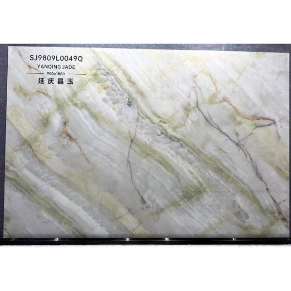 Light Green White Polished Glazed Tile 900x1800mm Indoor Floor