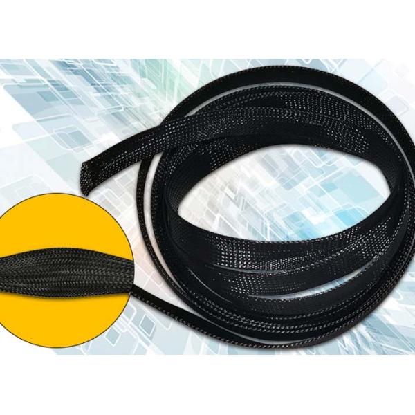 Black Color Braided Electrical Sleeving Pet For Car Wiring Harness Management