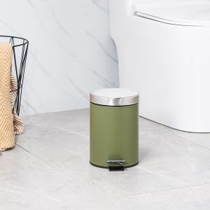 Wholesale 3L/5L/8L/12L/20L/30L SS Round Trash Bin with Rolling Cover and Foot Pedal Made of Stainless Steel from china suppliers