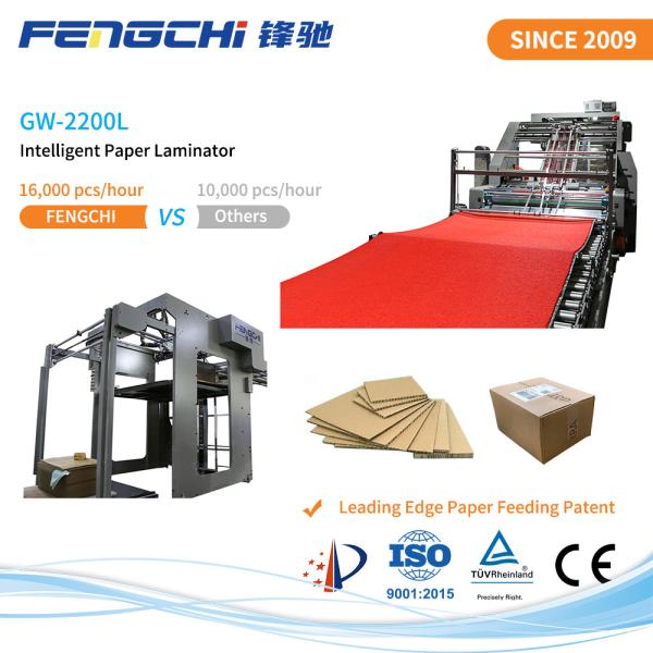 Automatic Flute Laminator GW-2200L with Stock Machine