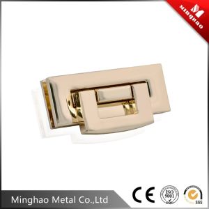 China Durable gold handbag square turn lock for bag fittings,48*18.8mm,light gold on sale