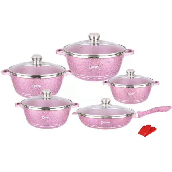 Cheap Cast 12 PCS Medical Stone Cooking Pot Set Dessini Non Stick Cookware Set