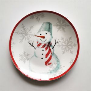 Personalized Christmas Ceramic Plate Set Luxury Round Edge Shape