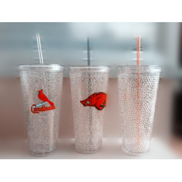 Plastic Tumbler Cup with gel,with straw