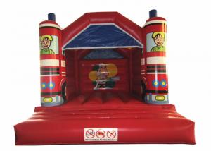 China Inflatable fire truck shape jumping Classic inflatable fire engine square shape inflatable fire engine bouncer on sale