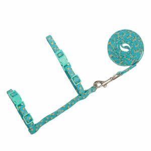 Hand Made Fabric Cat Harness Collar With Leash Set Fashion Design Easy To Wash