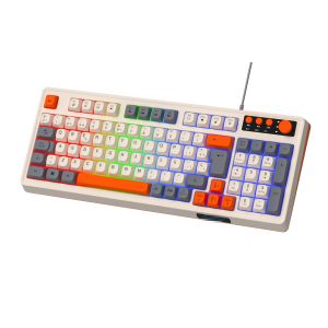 94+4 Pcs Multimedia Keys Led Rainbow Backlit Multimedia Gaming Keyboard For