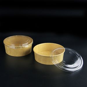 1300ml Kraft PLA Biodegradable Salad Paper Bowl With Plastic Lid