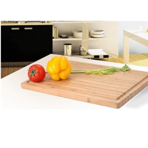 Laser Logo Bamboo Large Wooden Cutting Boards Rectangle Shaped With Juice Groove