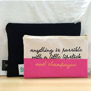 Cotton Canvas Cosmetic Zipper Bag Wear Resistant Printed Logo Custom Size