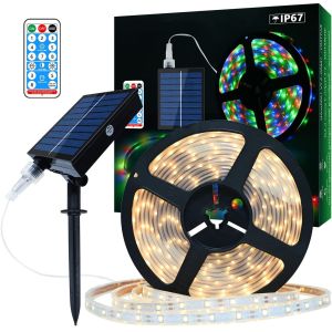 8 Mode Solar Strip Lights outdoor 3500K IP68 Water Resistant With Remote Control