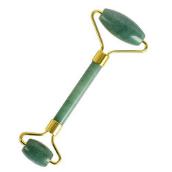 China 14.5cm Anti Aging Therapy Double Jade Roller Green Aventurine Face Roller on sale
