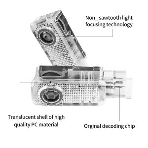 Cree 2pcs 6500K Door Projector Lights Wireless Logo Benz