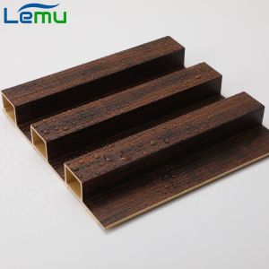 Modern Simplicity Damask WPC Laminated Fluted Flat Wall Panel for Indoor