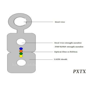 4 Core Bow Type FTTH Drop Cable , Self-Supporting Fiber Optic Cable