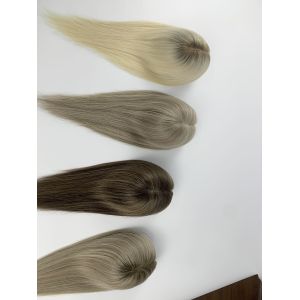Virgin hair mono topper human hair clip in toupee balayage color small cap large