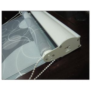 Beige Sunscreen Patterned Roller Blind Manual Control, 28mm