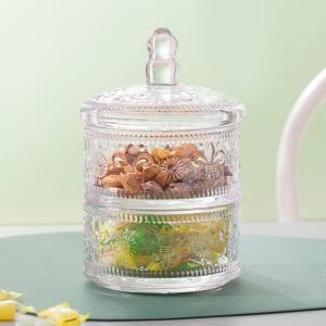Wholesale Housewares Stackable Clear Glass Storage Jar 820ml 2 Pieces With Lid from china suppliers