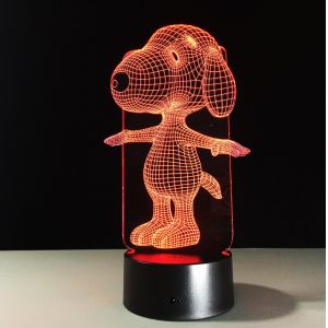Snoopy 7 Colors Change 3D LED Night Light with Remote Control Ideal For Birthday