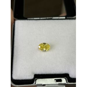1.37 Carat Oval Cut HPHT VS CVD Diamonds Fancy Vivid Yellow