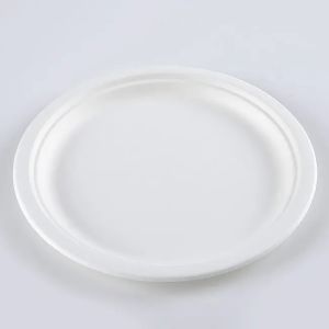 BPA Free Compostable 9 Inch Heavy-Duty 125-Pack Disposable Round Bagasse Pulp
