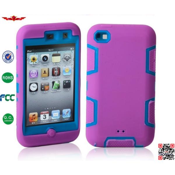 Hot Selling 100% Quality Guaranteed 3 in 1 Hybrid Silicone+PC Cover Cases For Ipod Touch 4