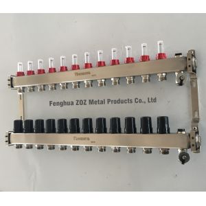 RVS Verdelers voor vloerverwarming met flowmeters , Vloerverwarming verdelers