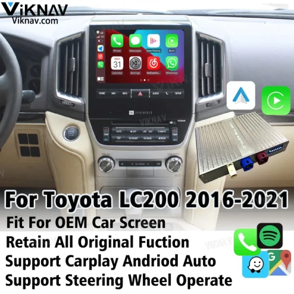 Linux Car Steering Wheel Control Interface Toyota LC200 2016-2021 Double Din