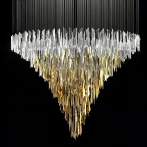 Modern Triangle Chandelier Gold White Transparent Glass Chandelier Light Luxury