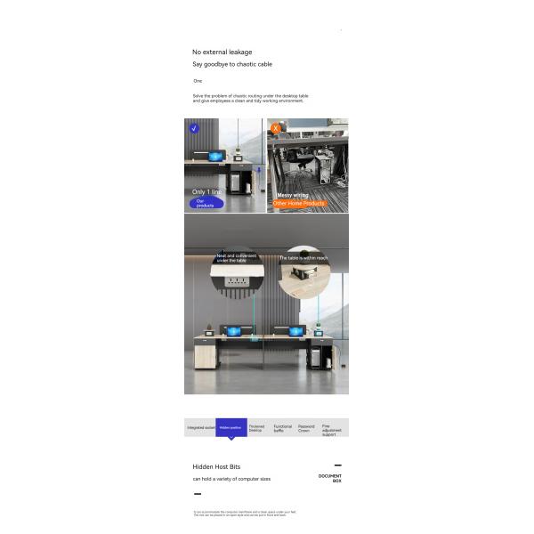 Solid Wood Style 6-4 People Double Seat Table Workstation Computer Desk and Chair Set