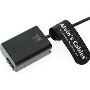 NP-FW50 Dummy Battery to DC Right Angle Power Cable for Sony A7 A7II A7R A7RII
