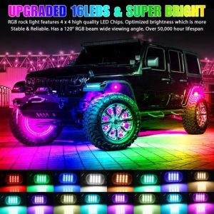 Waterproof LED RGB Rock Lights Kit APP Control Multi Function