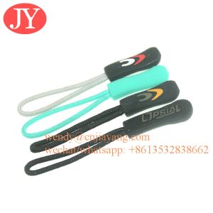 Jiayang zipper pull tab rubber Silicon string rope customized soft zipper puller