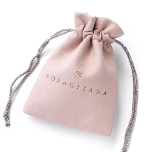Embossing Pink Microfiber Jewelry Packaging Drawstring Pouch 8*13cm